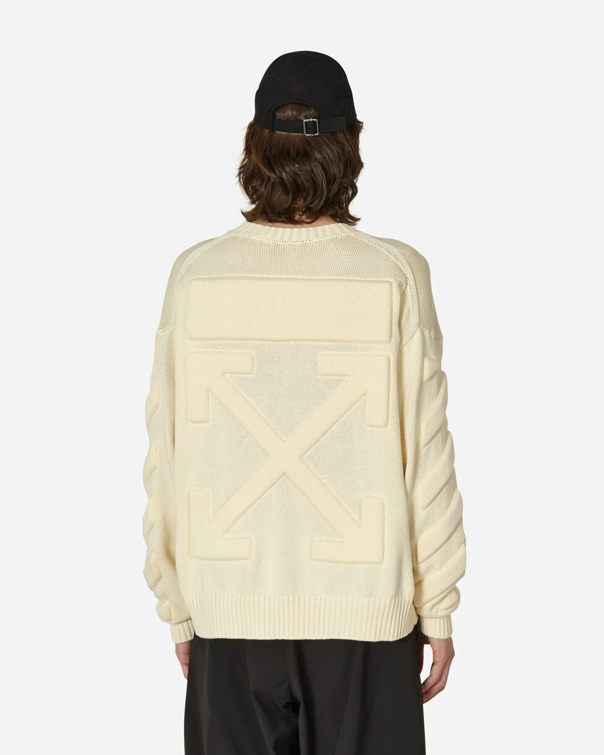 3D Diagonal Crewneck Sweater Beige