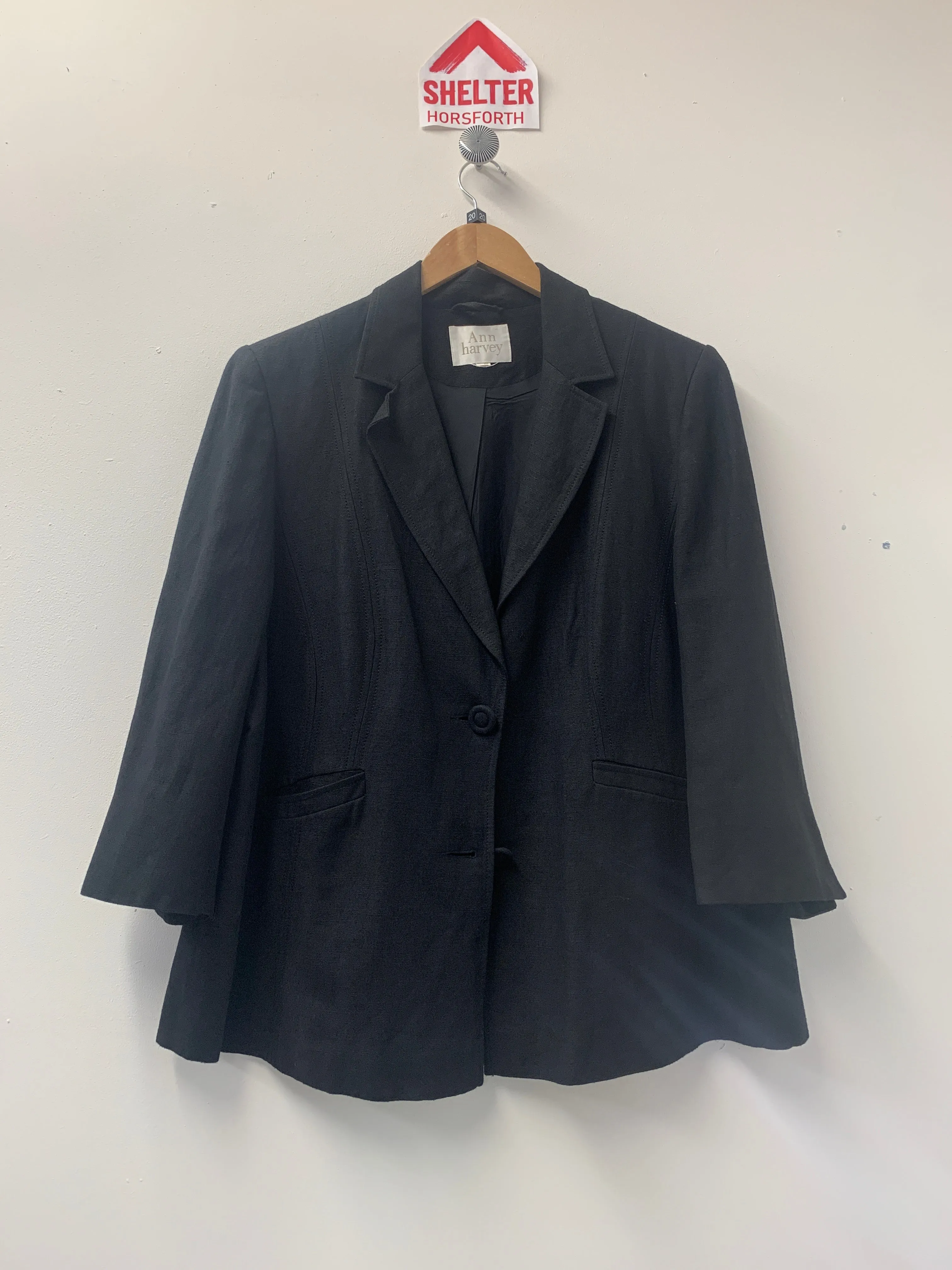 Ann Harvey Black Linen Blazer Size 20