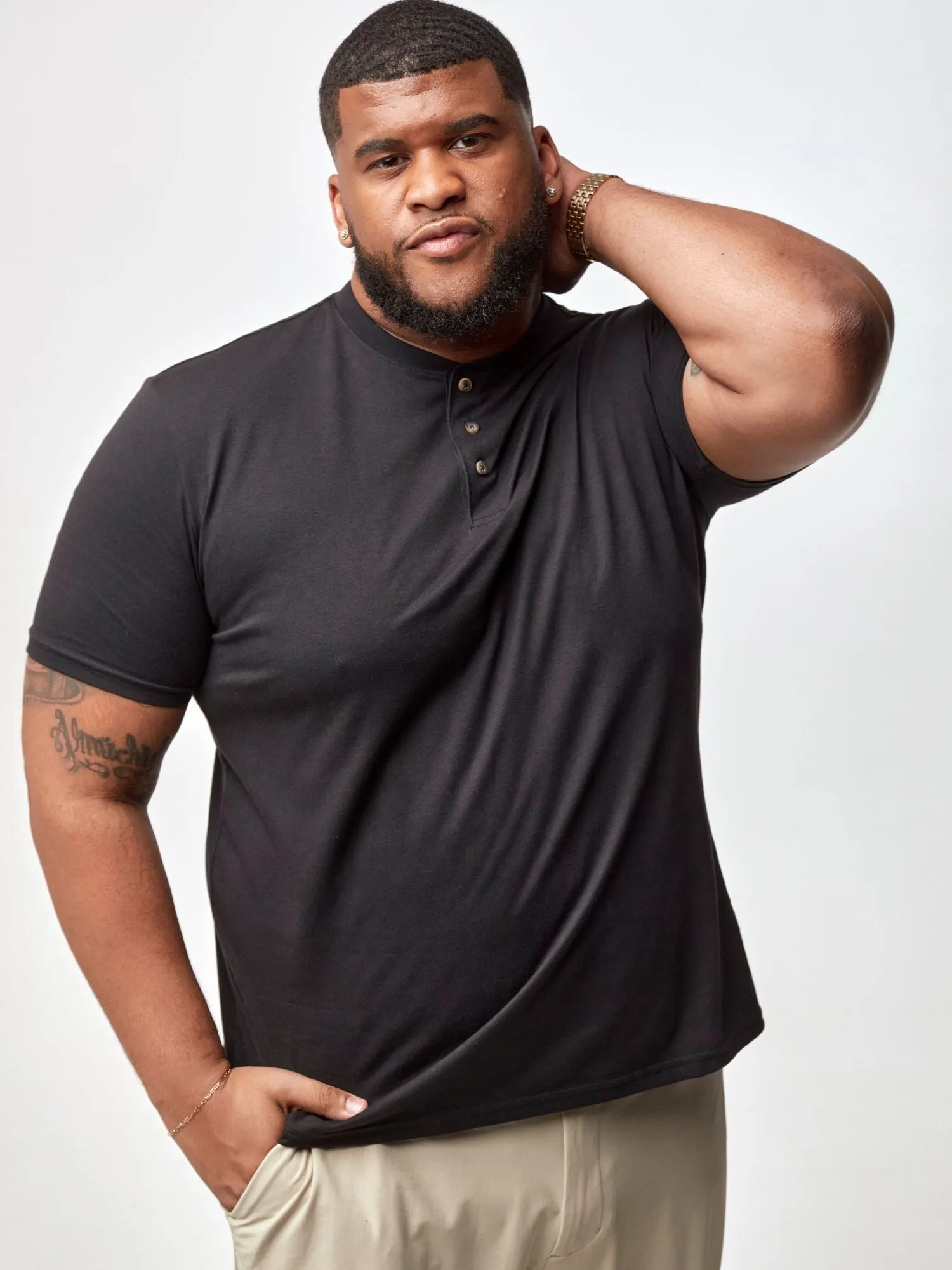 Black Short Sleeve Henley 3-Pack