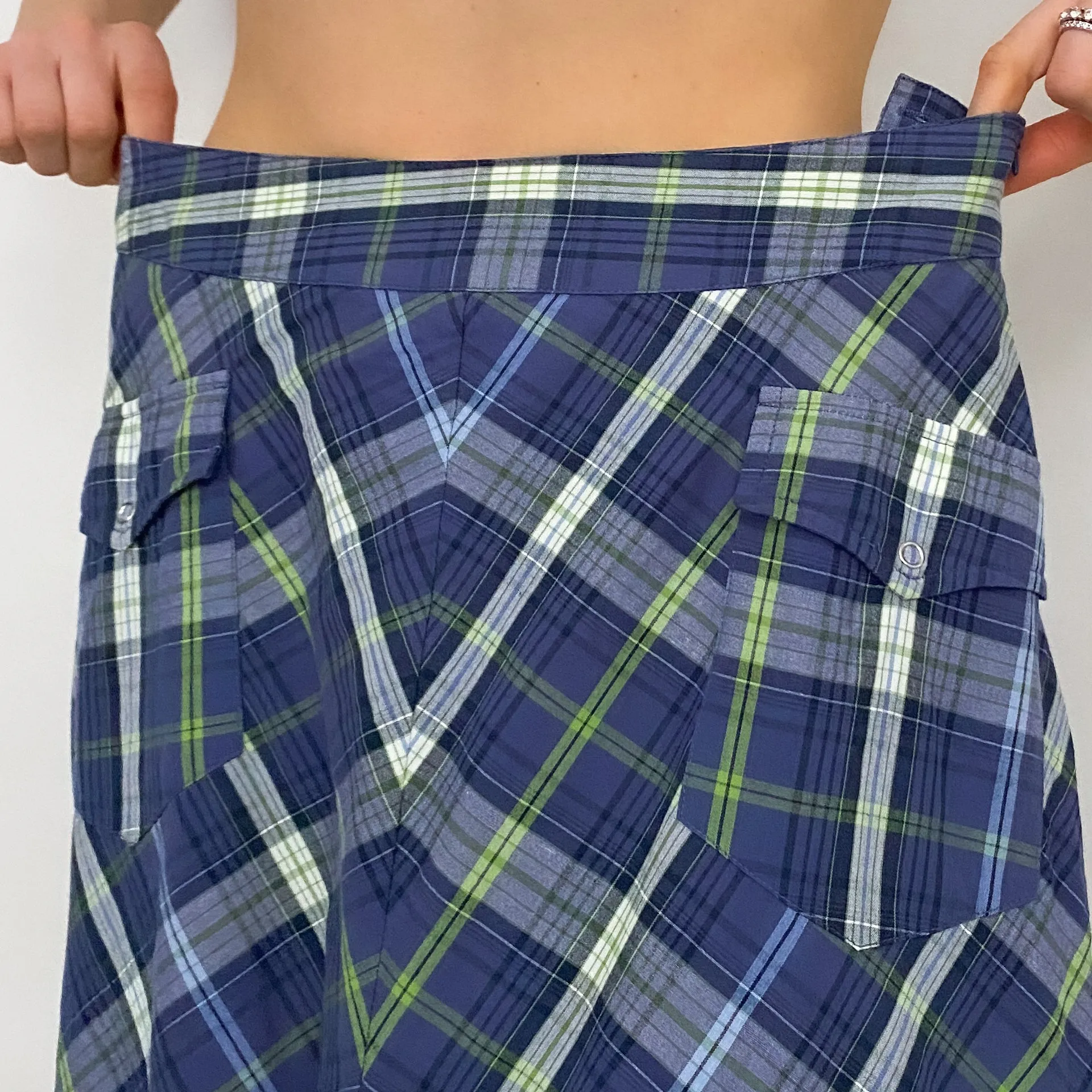 Blue Tartan Midi Skirt - 8/M