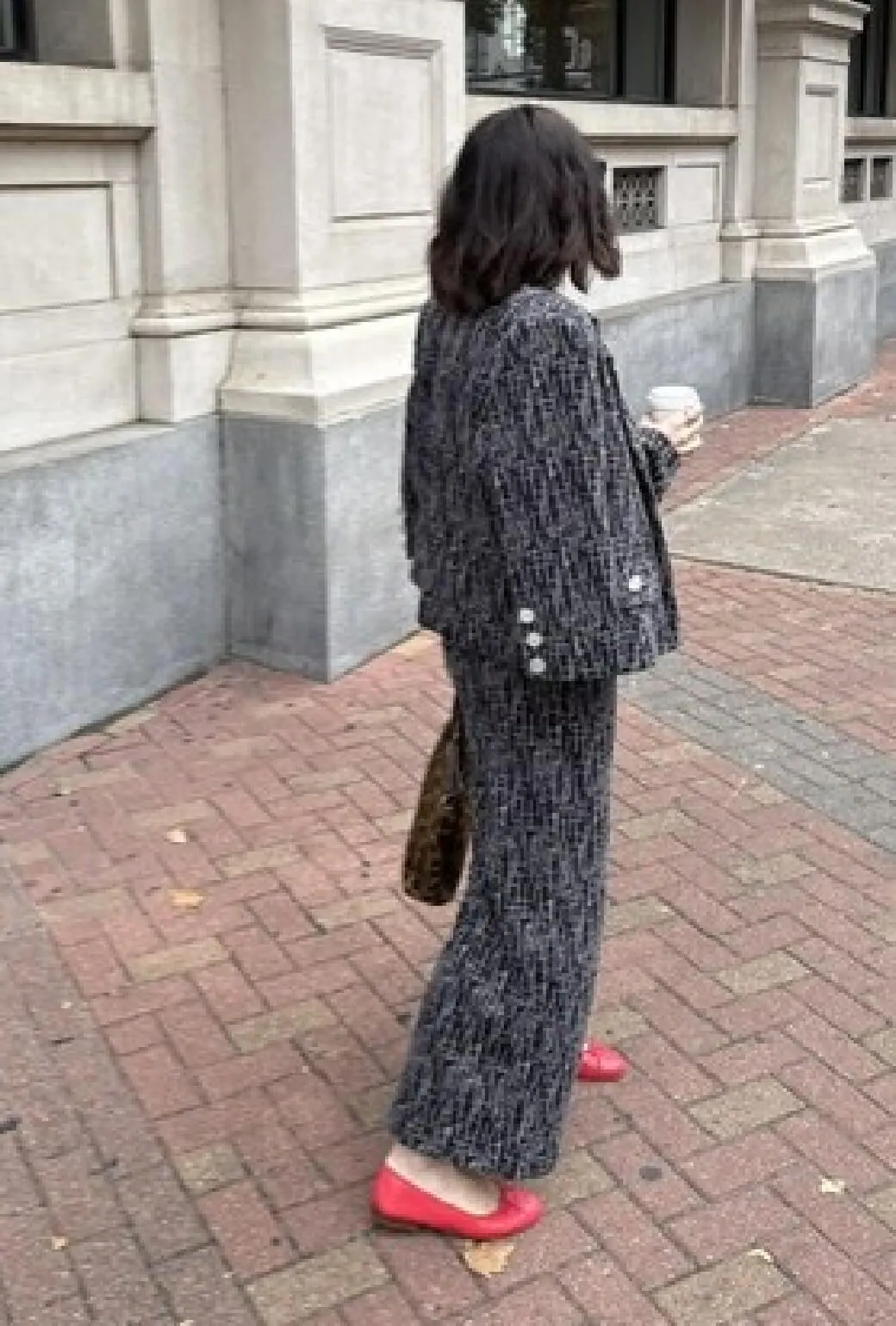 BURU x Val Wide Leg Knit Trouser - Black Geo Knit