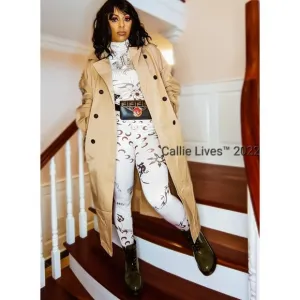 Callie Berry: Rain Trench Plaid Open Air Tan Spring Jacket