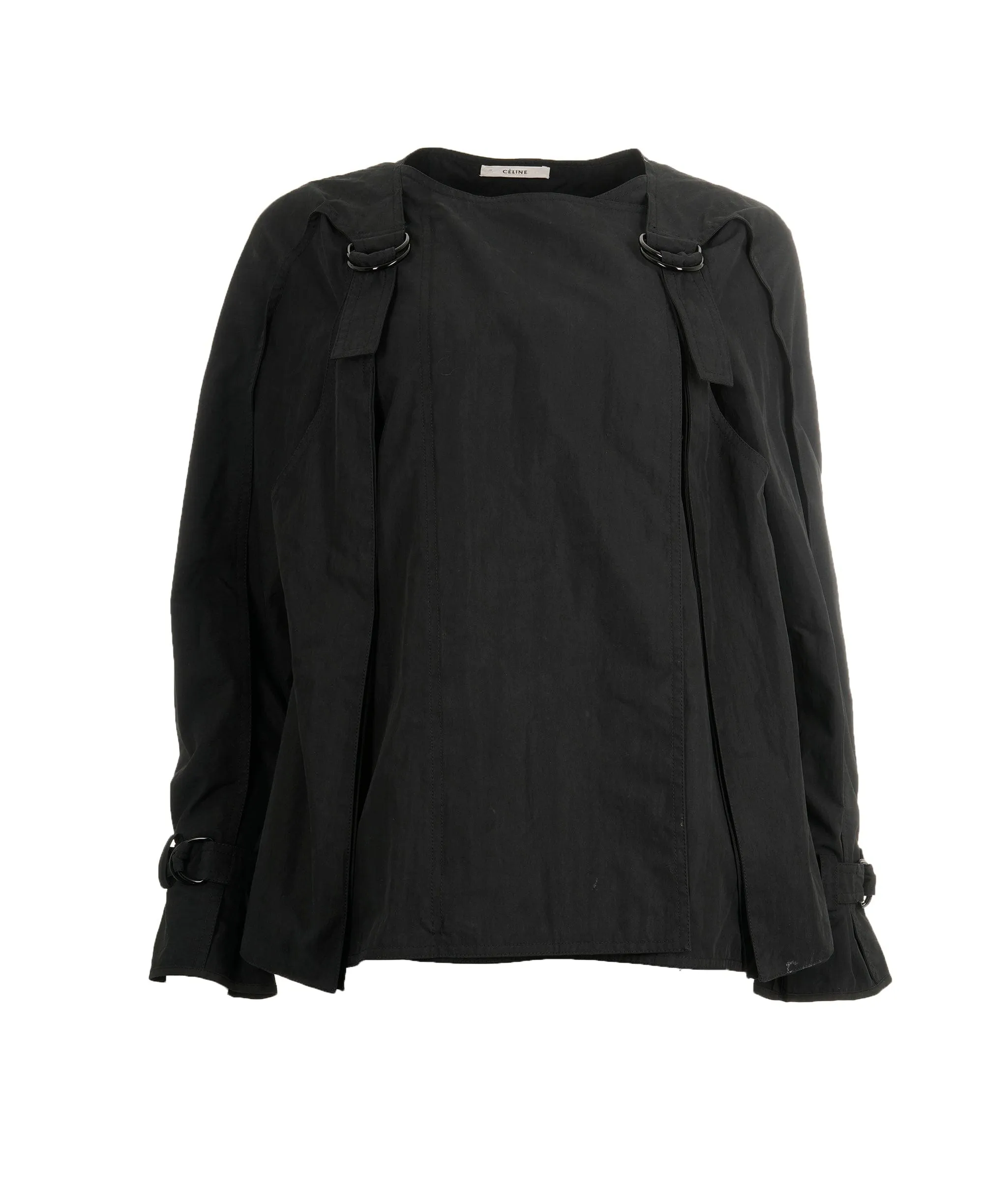 Celine Cropped Black Trench Coat Size 34 AGL2508