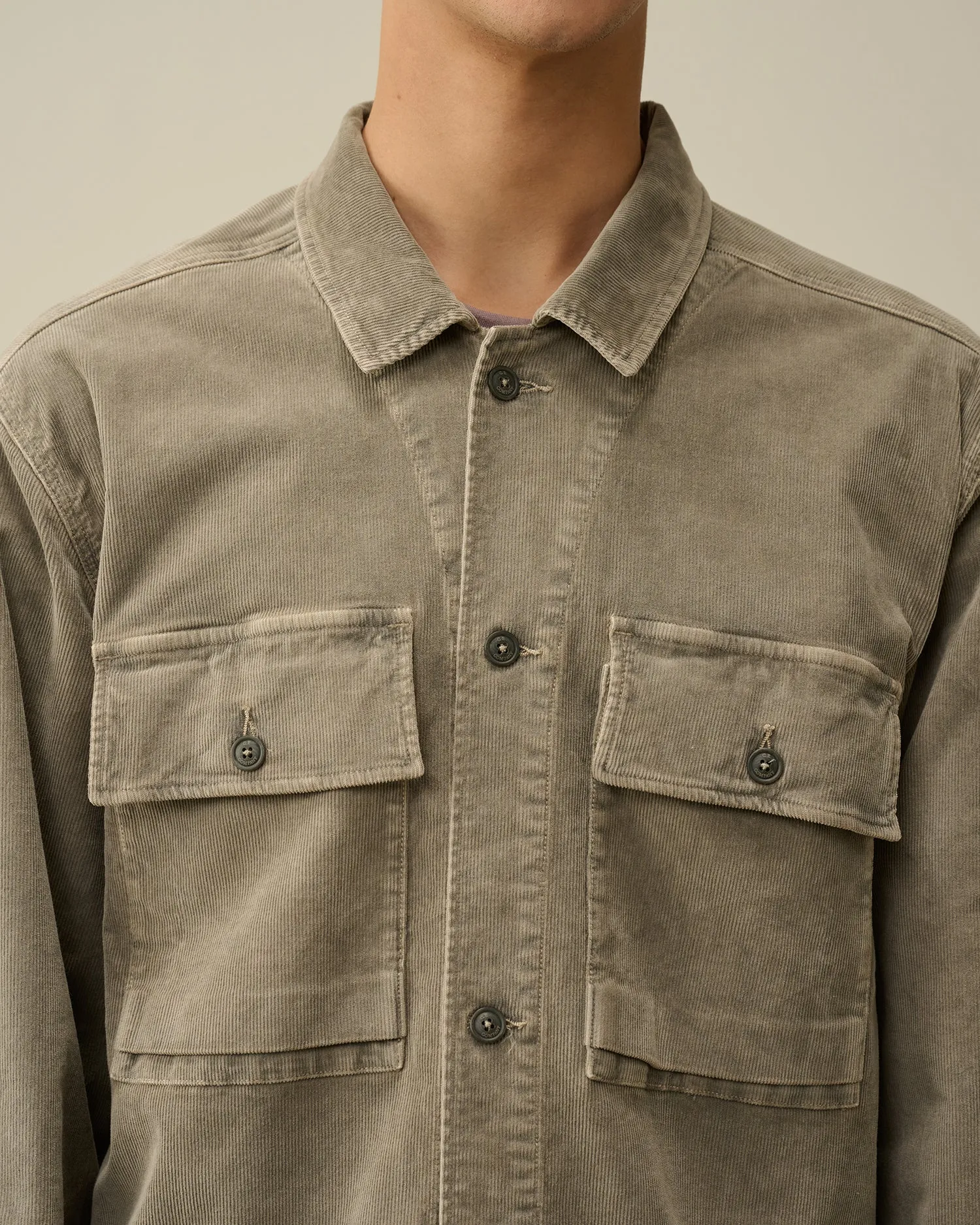 Corduroy Buttoned Utility Overshirt - Walnut