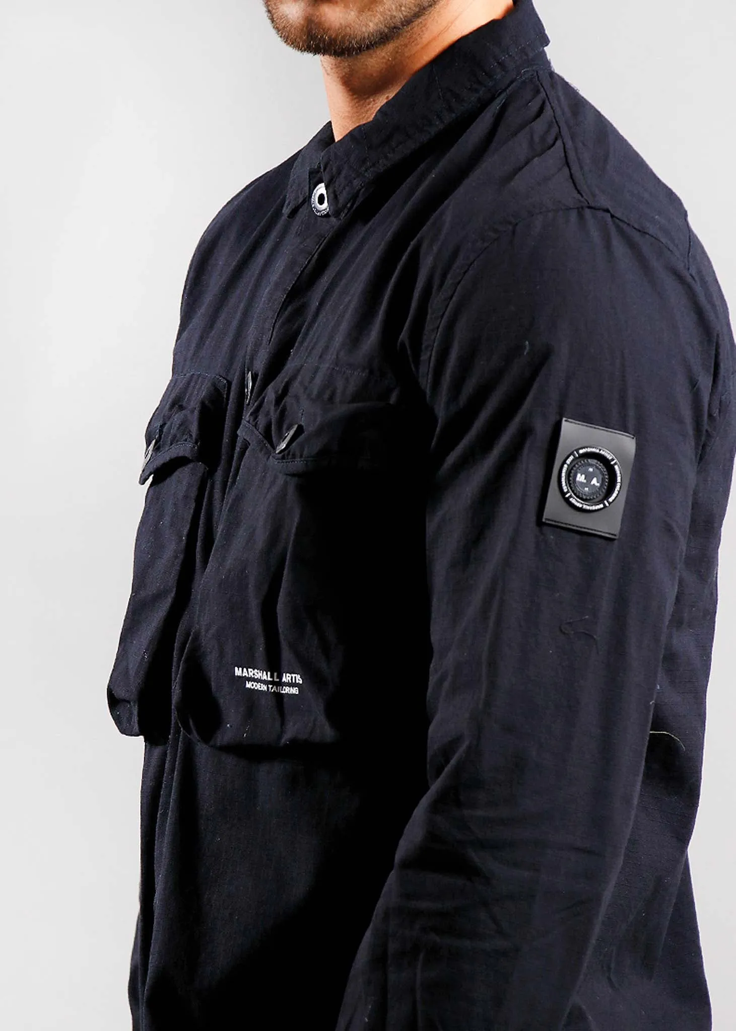 Cotton ripstop overshirt - navy
