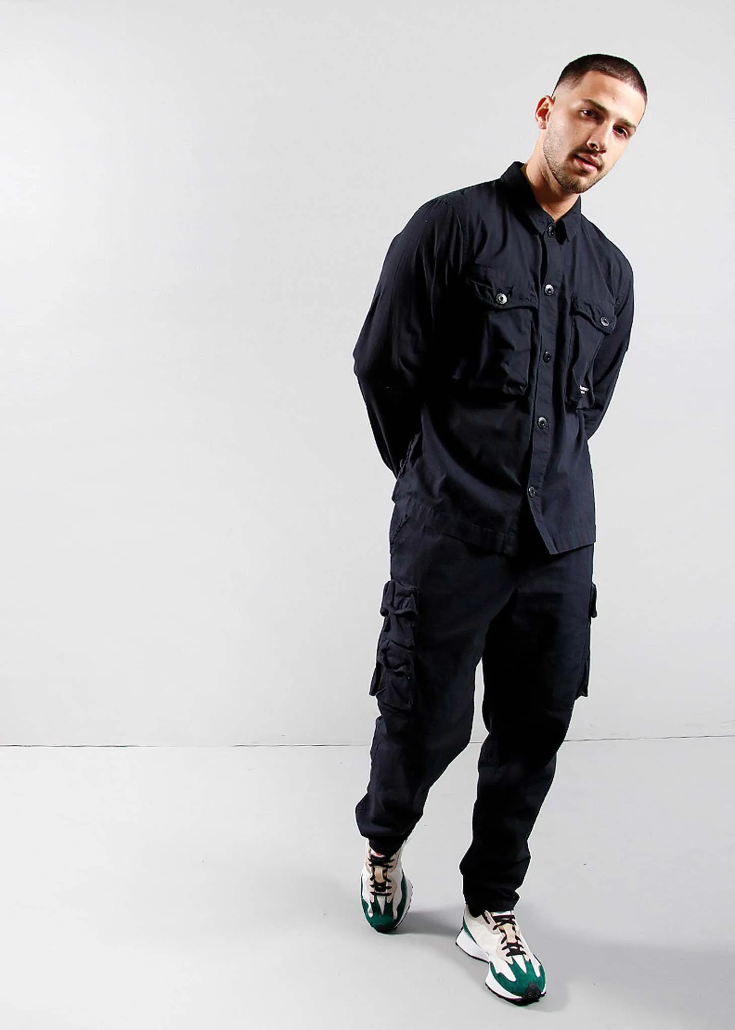 Cotton ripstop overshirt - navy