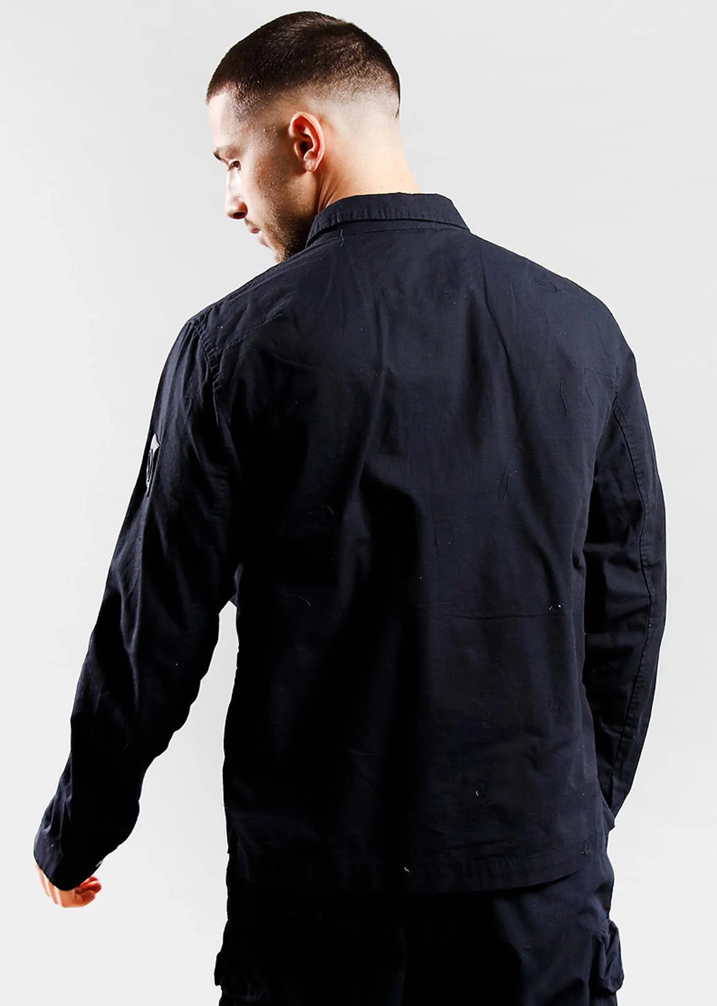 Cotton ripstop overshirt - navy