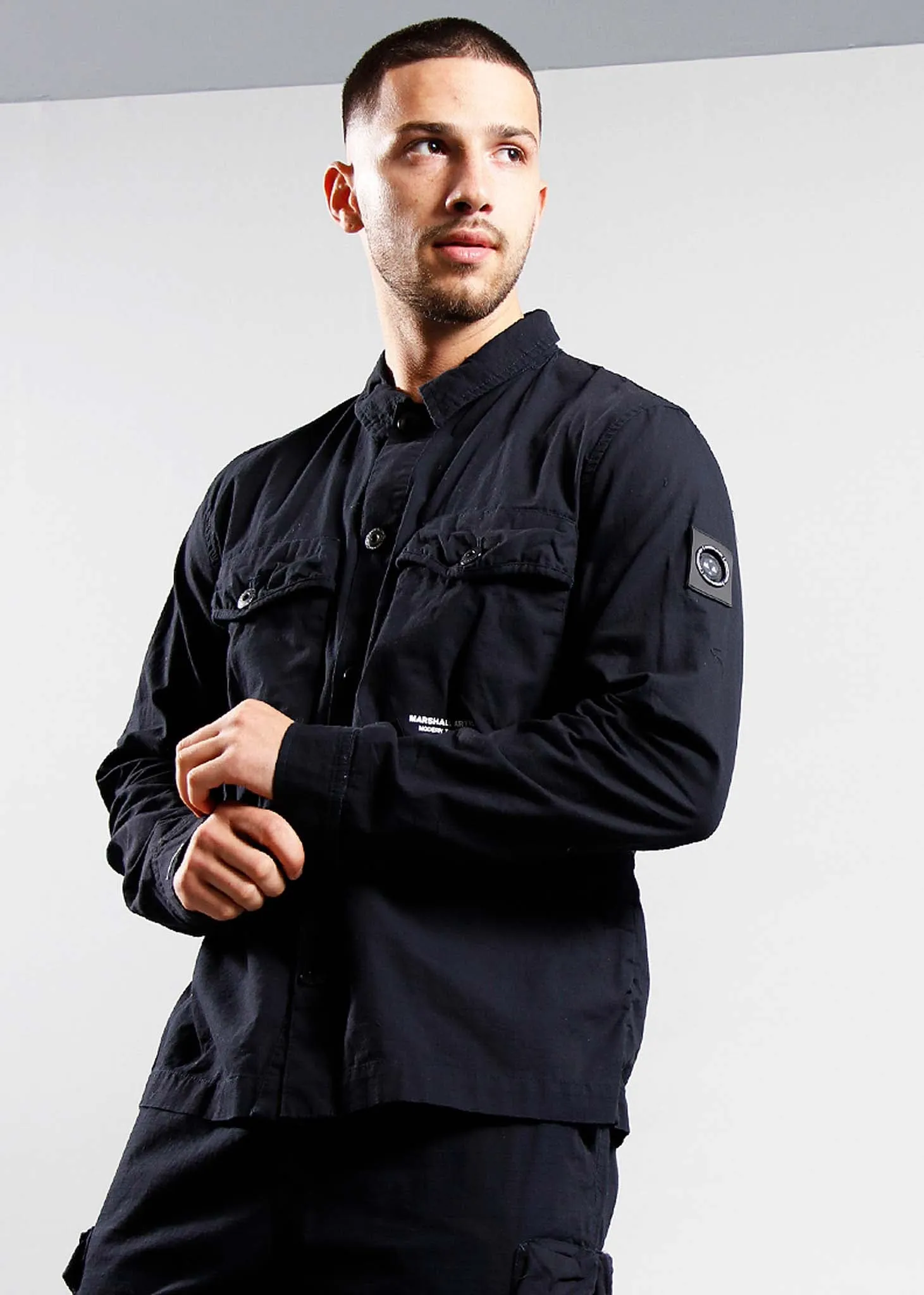 Cotton ripstop overshirt - navy