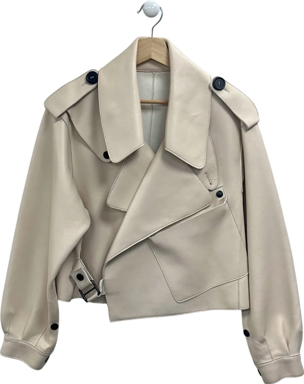 Cream Cropped Trench Coat UK S