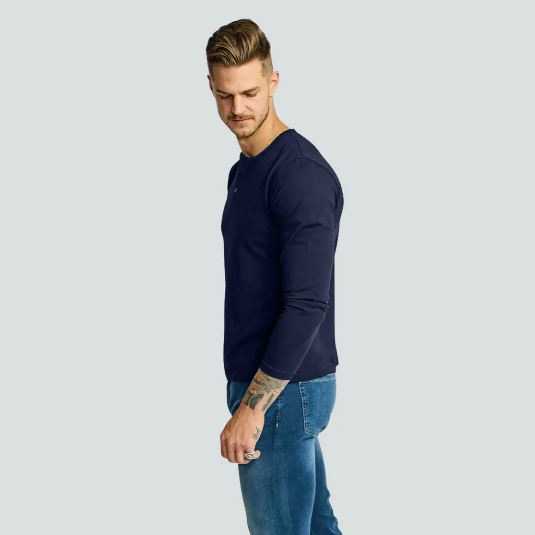 Easy Monday Long Sleeve Henley (Navy)