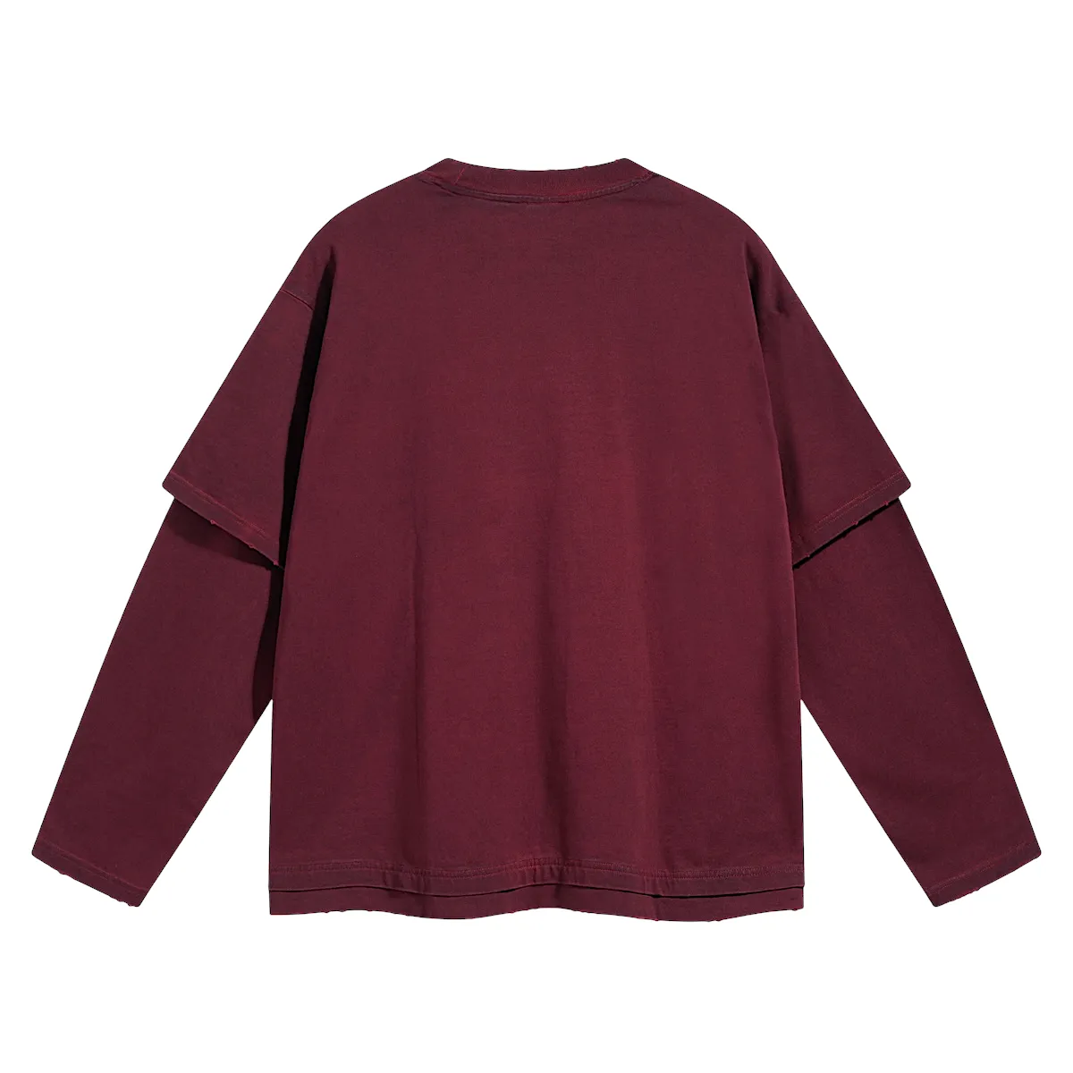 Fake double tee with distress wash