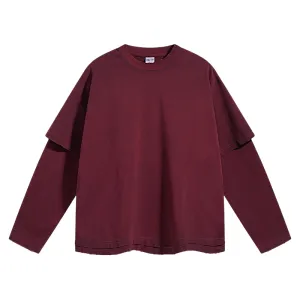 Fake double tee with distress wash