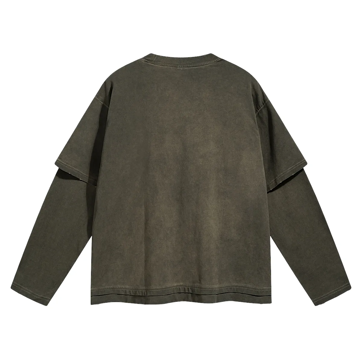 Fake double tee with distress wash