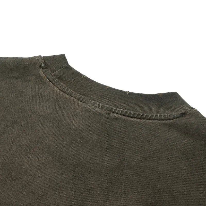 Fake double tee with distress wash
