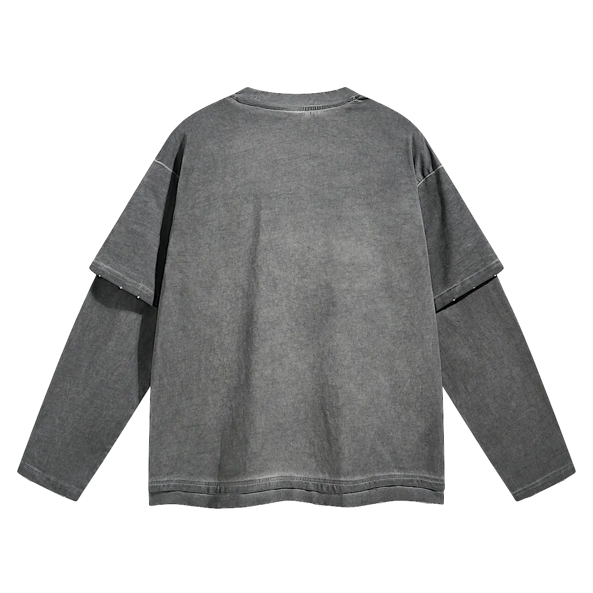 Fake double tee with distress wash