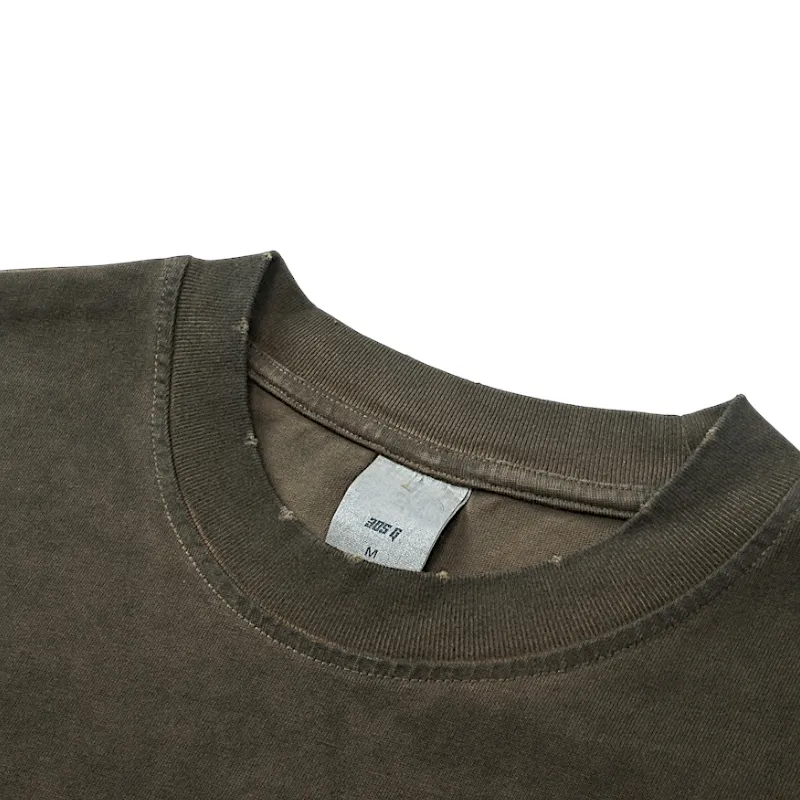 Fake double tee with distress wash