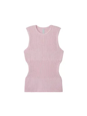 Fluted Sleeveless Top (Pastel Pink)