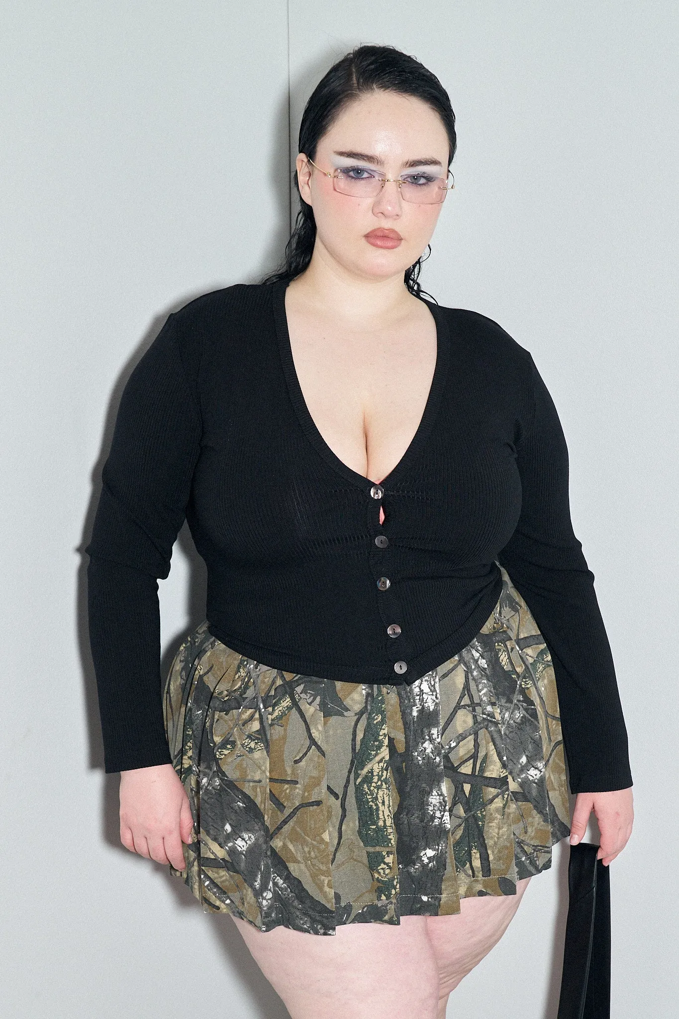 Forest Camo Pleated Micro Mini Skirt