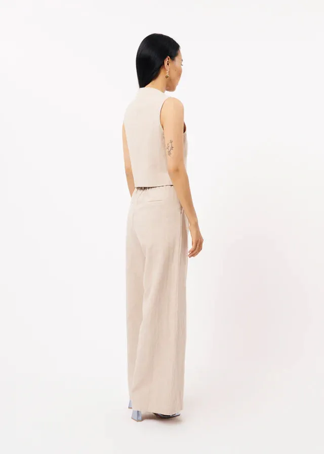 FRNCH Wide Leg Philo Trousers - Beige