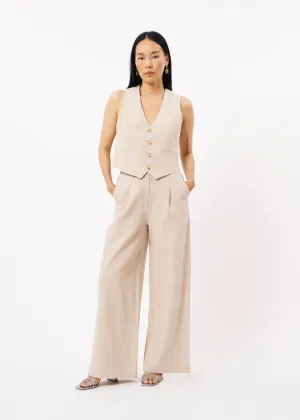 FRNCH Wide Leg Philo Trousers - Beige