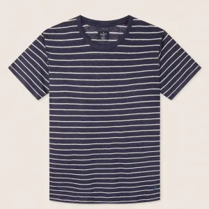 Hackett Linen Stripe Shirt Night Navy