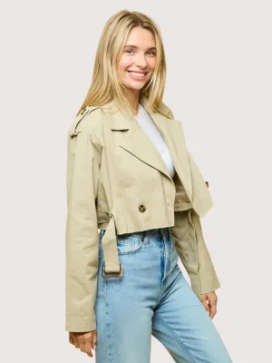Khaki Cropped Trench Jacket