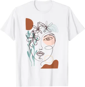 Line Art Face Woman Abstract Minimalistic aesthetic T-Shirt