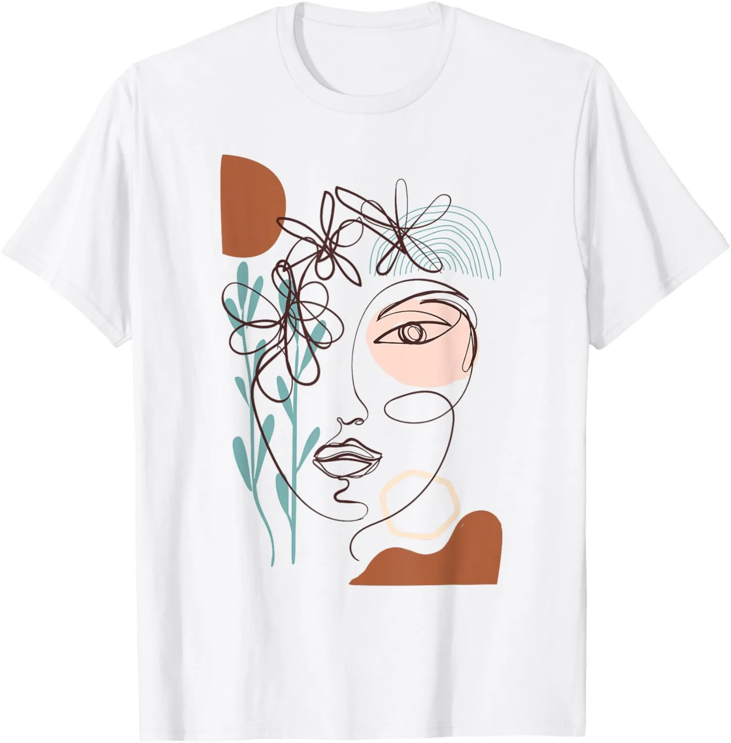 Line Art Face Woman Abstract Minimalistic aesthetic T-Shirt