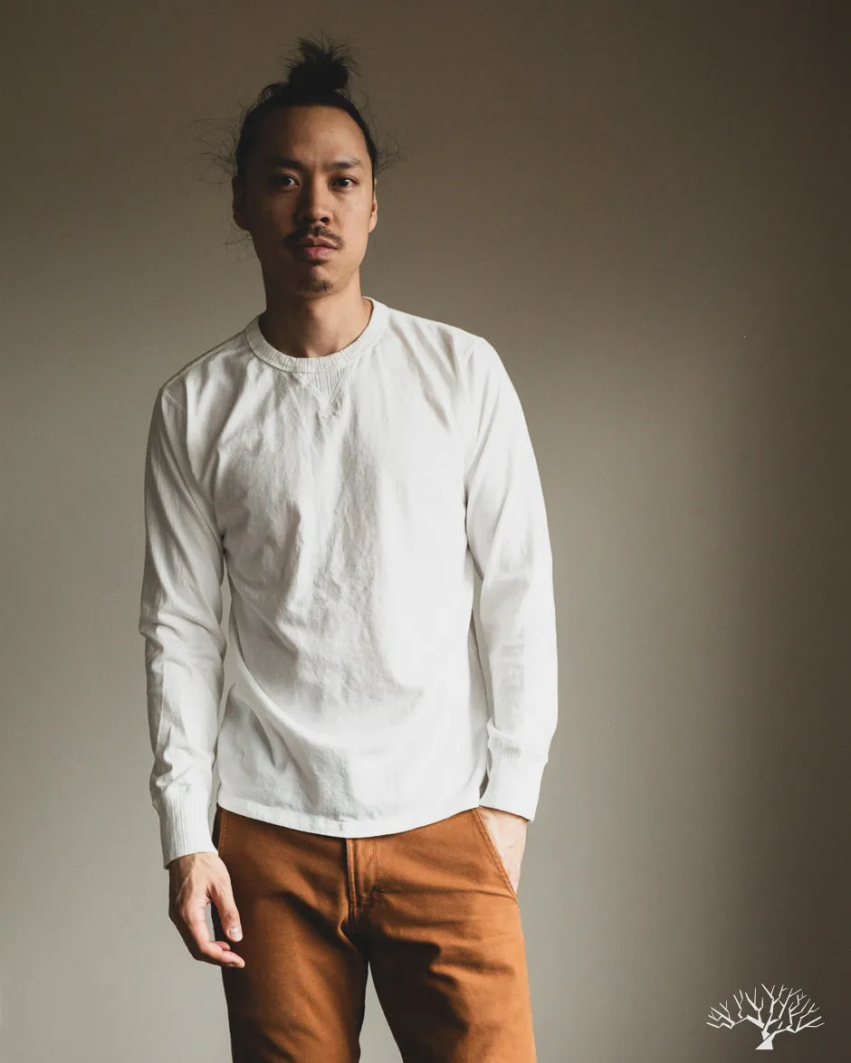 Long Sleeve Ribbed Gym Tee - White