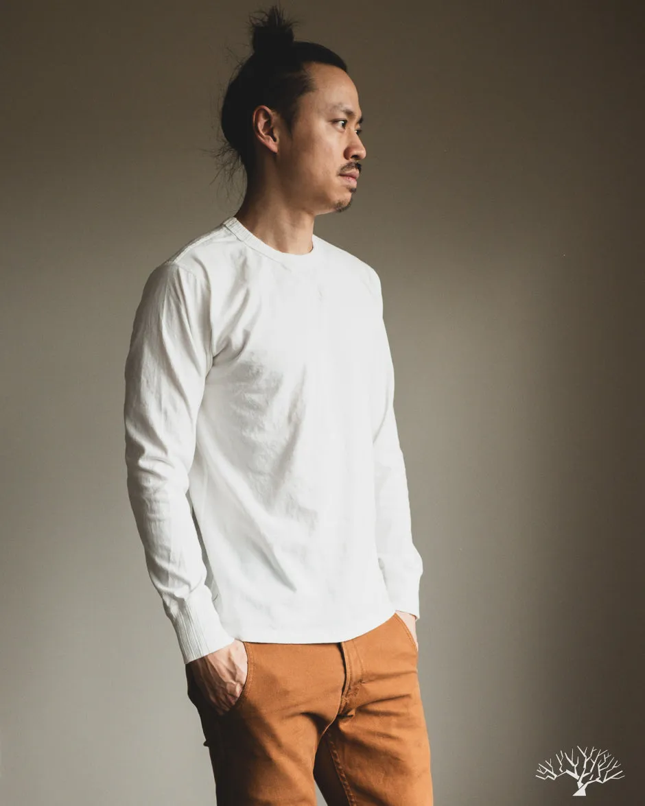 Long Sleeve Ribbed Gym Tee - White