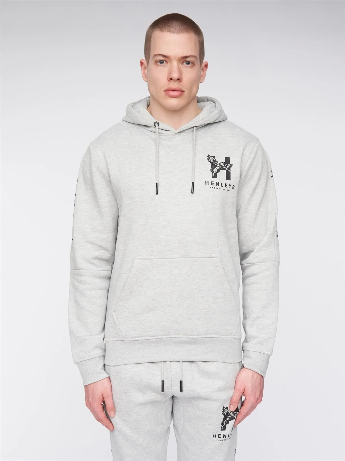Mens Tapehen Hoodie Grey Marl