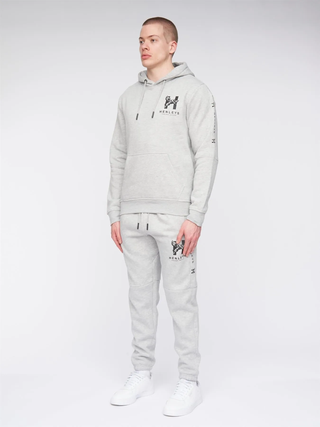 Mens Tapehen Hoodie Grey Marl