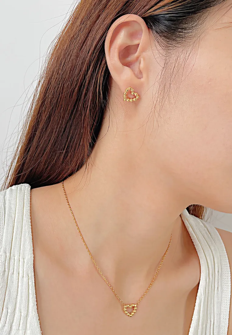 Mila Forever Love Heart Stud Earrings in Gold