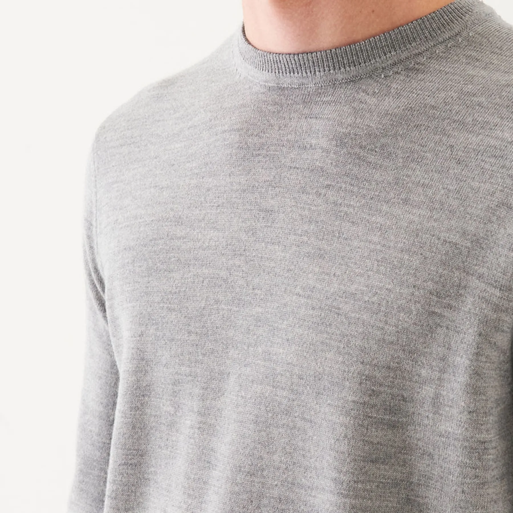 Patrick Assaraf Merino Crewneck with Elbow Patches - Mist Shadow Gray
