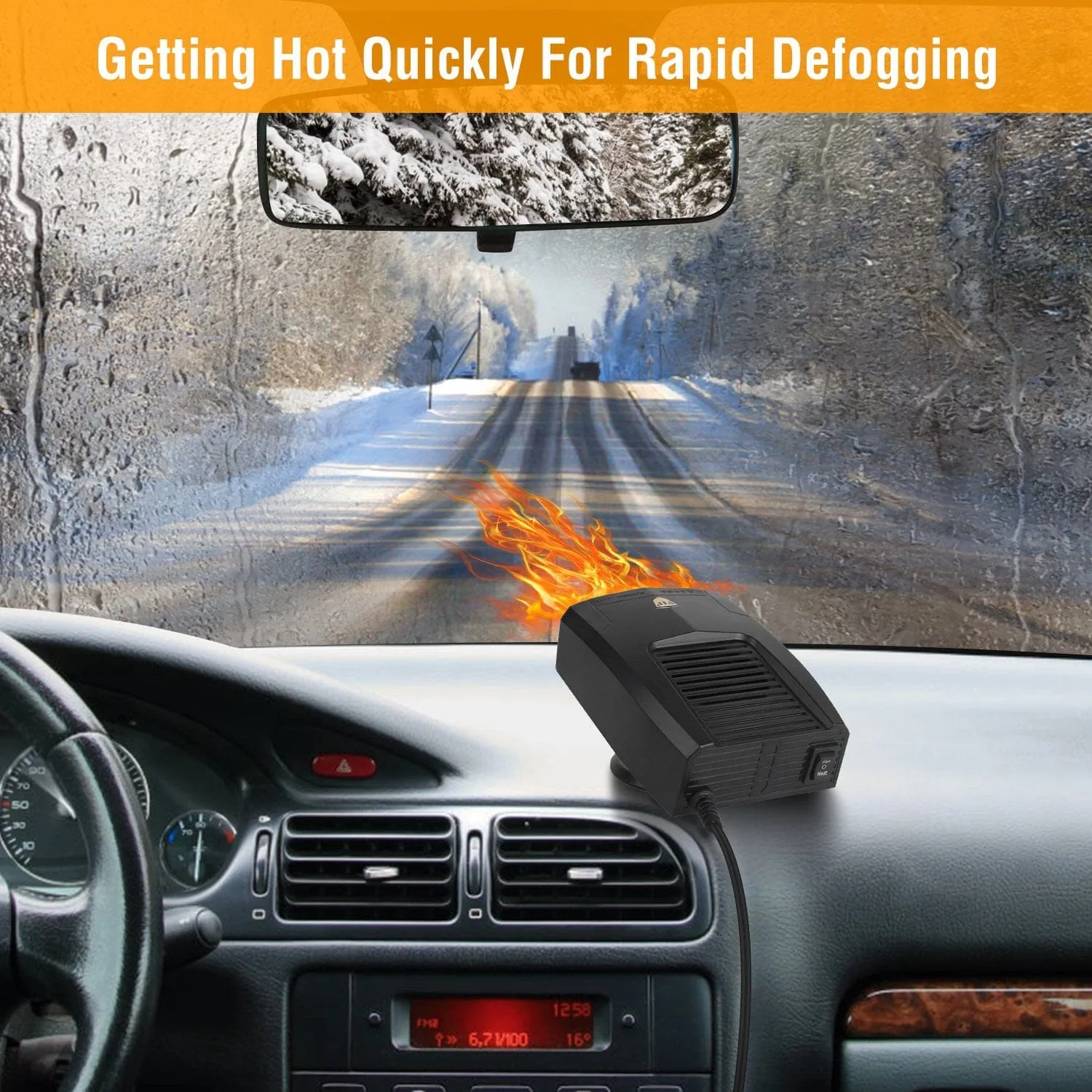 Portable Car Heater Heating Fan 2-in-1 Defroster Defogger Demister Windshield Heater