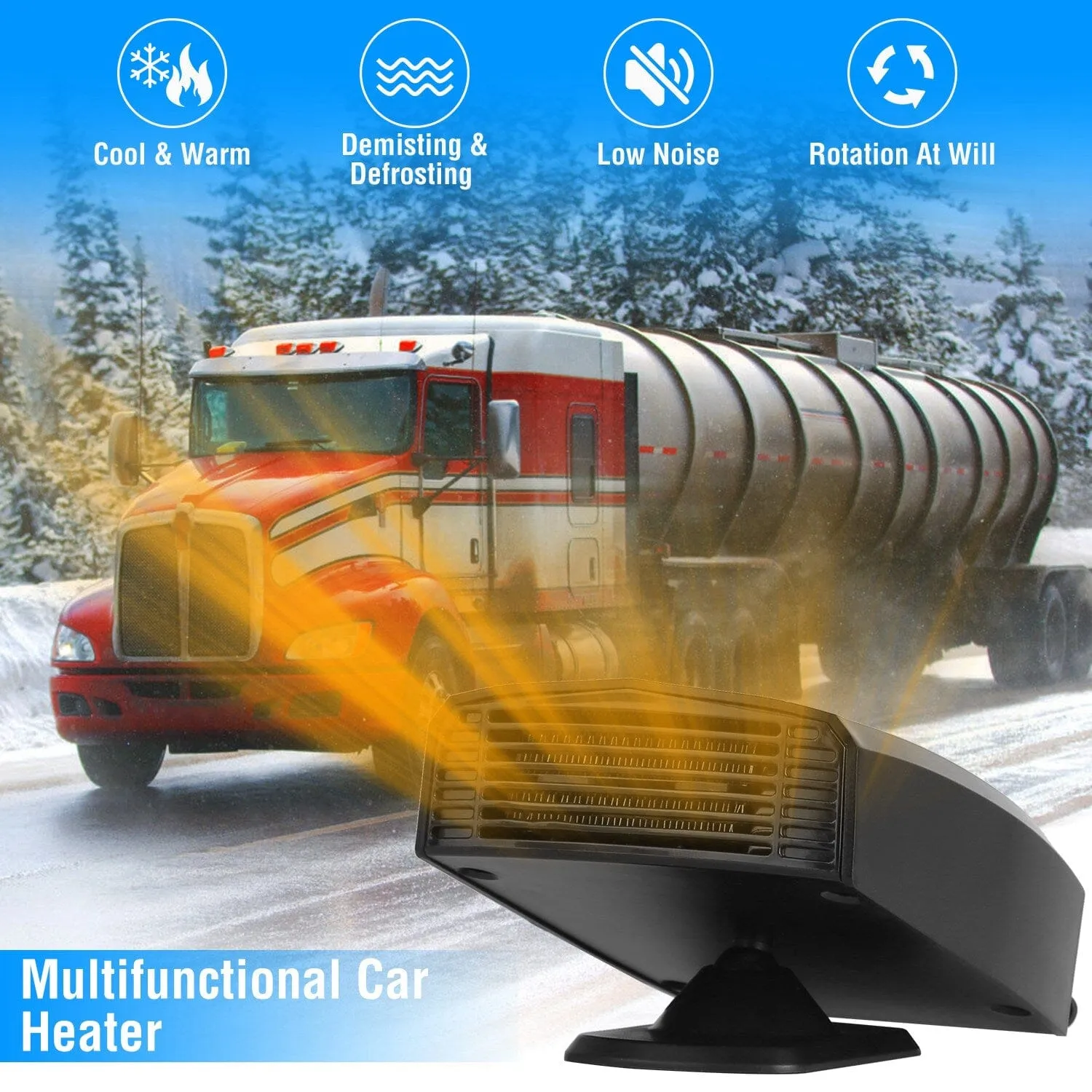 Portable Car Heater Heating Fan 2-in-1 Defroster Defogger Demister Windshield Heater