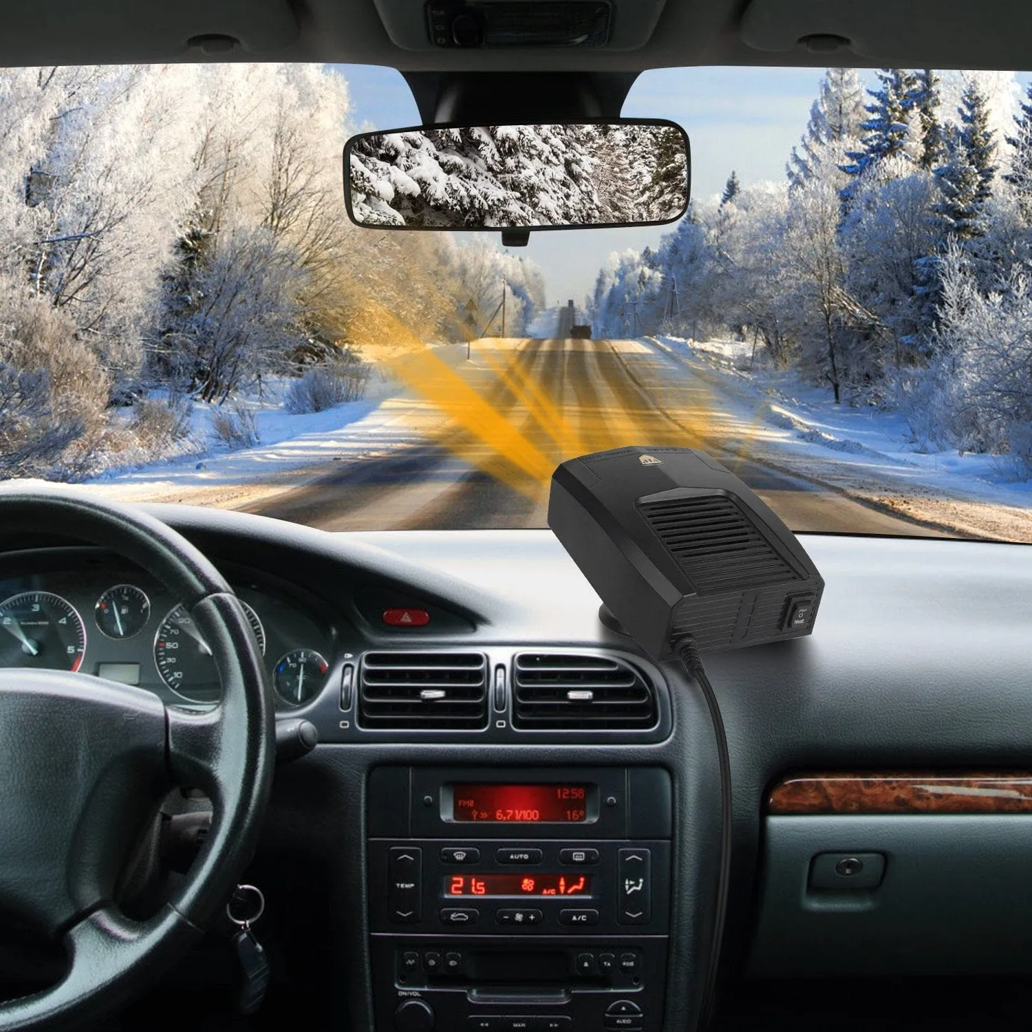 Portable Car Heater Heating Fan 2-in-1 Defroster Defogger Demister Windshield Heater