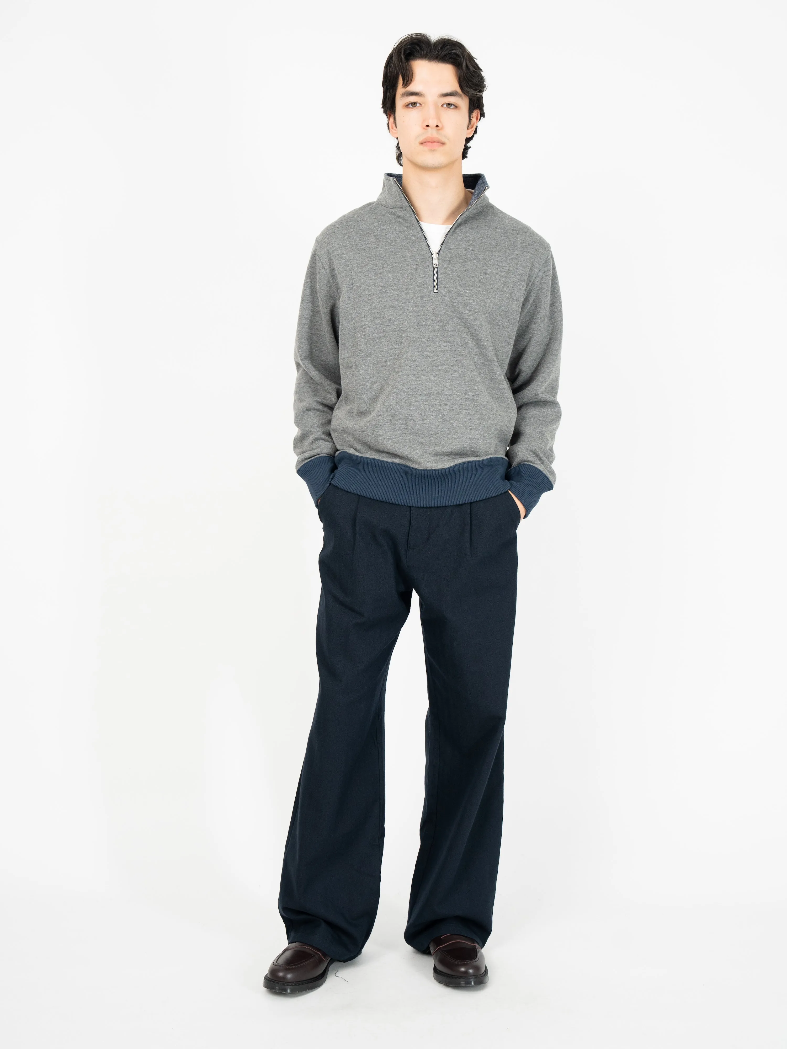 Reversible Half Zip Sweatshirt Edgware Charcoal/Navy