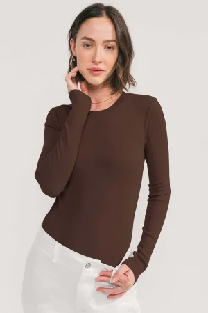 Rib Long Sleeve Crew (Cocoa)