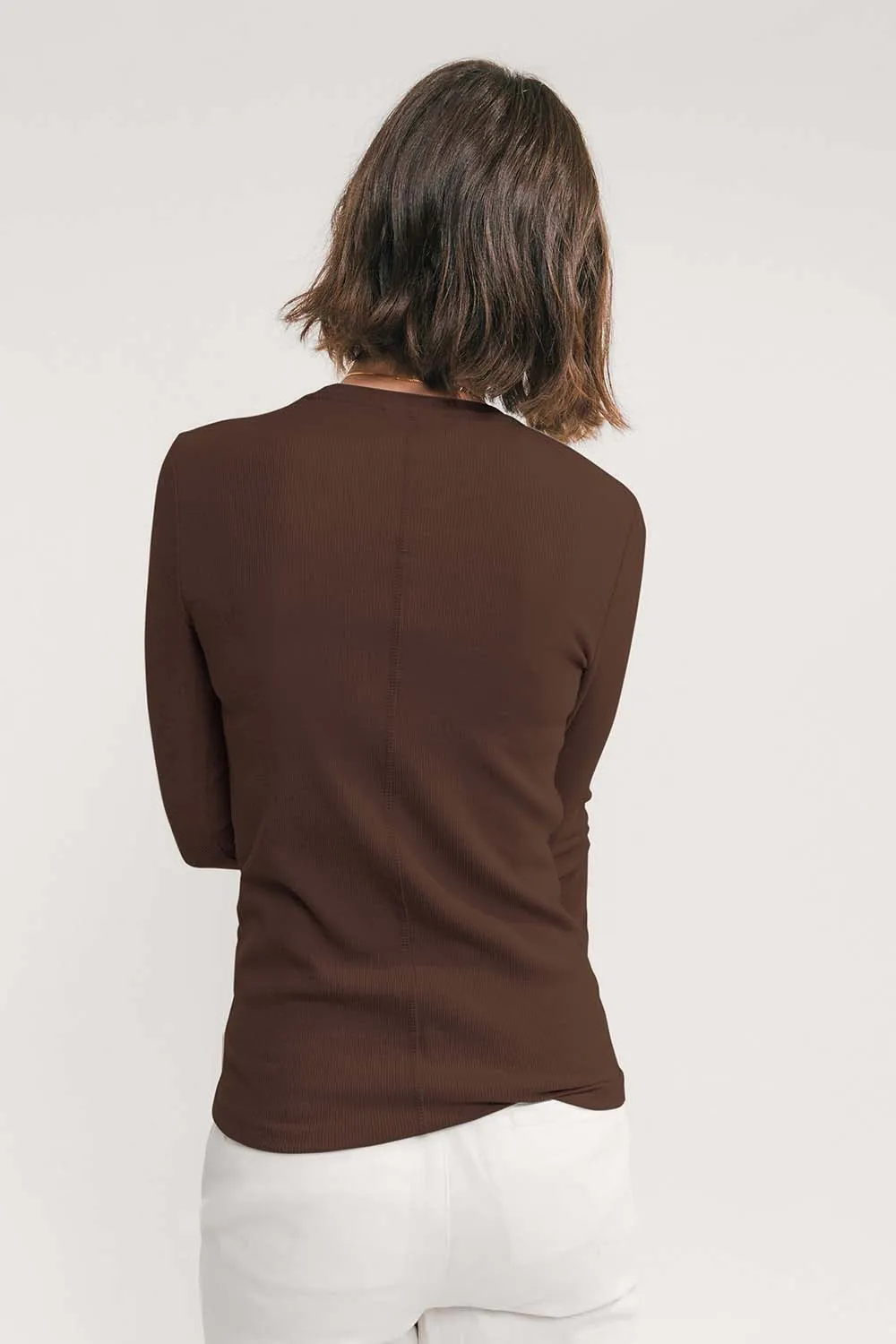 Rib Long Sleeve Crew (Cocoa)