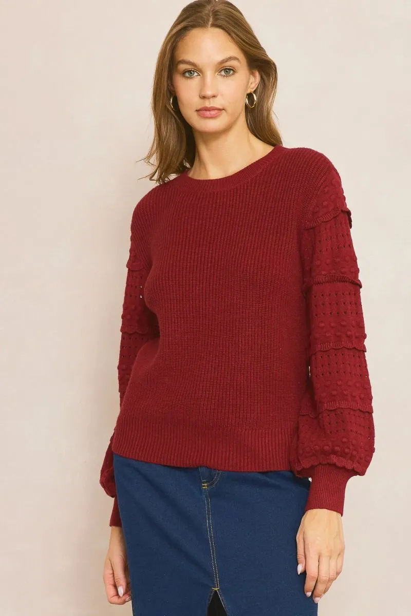 Ruth Textured Ruffle Detail Long Sleeve Sweater *FINAL SALE*