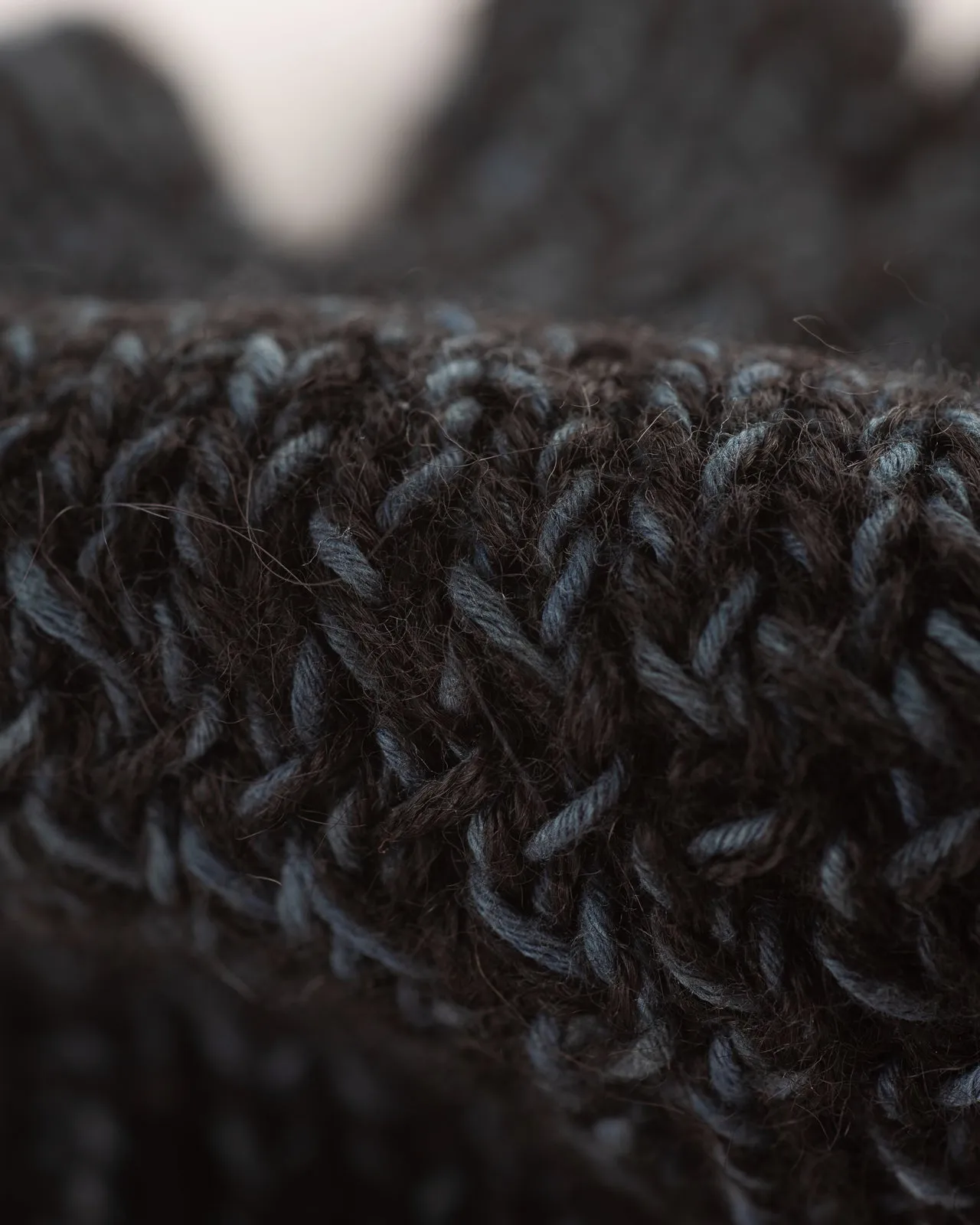 Sky Glove - Handknit Charcoal Alpaca Cotton