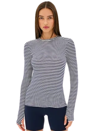 Splits59 Louise Rib Long Sleeve - White/Indigo Stripe