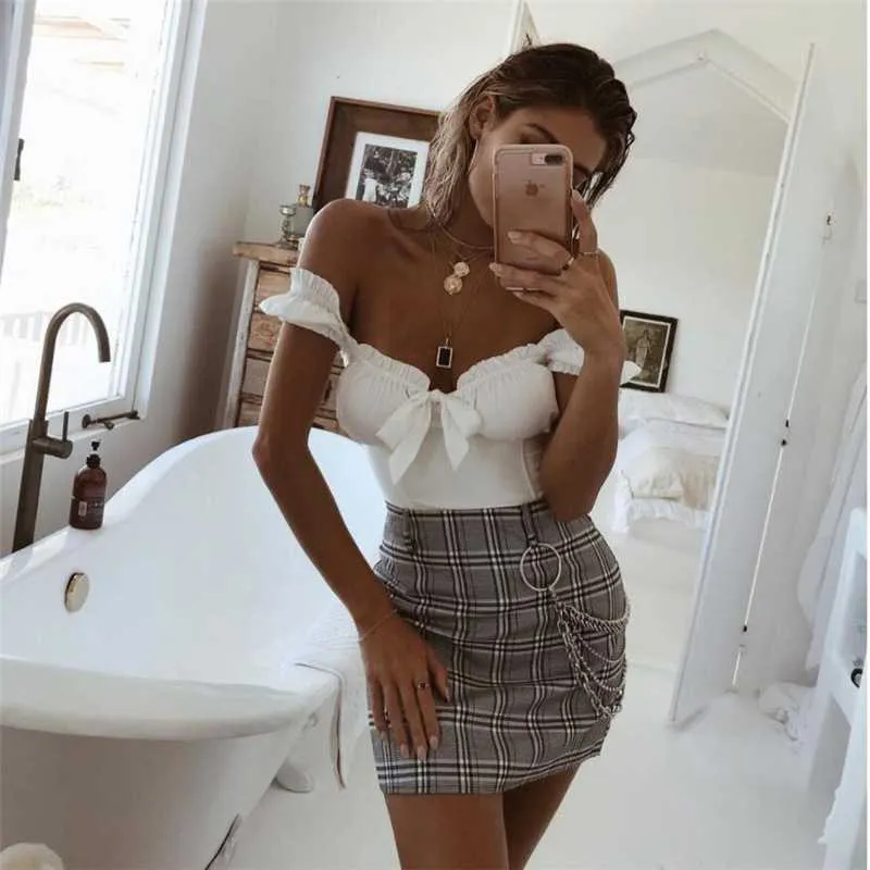 Tie Front Bustier Short Sleeve Ruffle Blouse Shirt