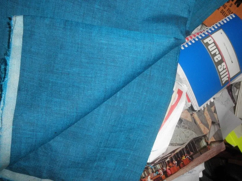 two tone linen fabric {iridescent} turquoise blue x black colour 54&quot; wide