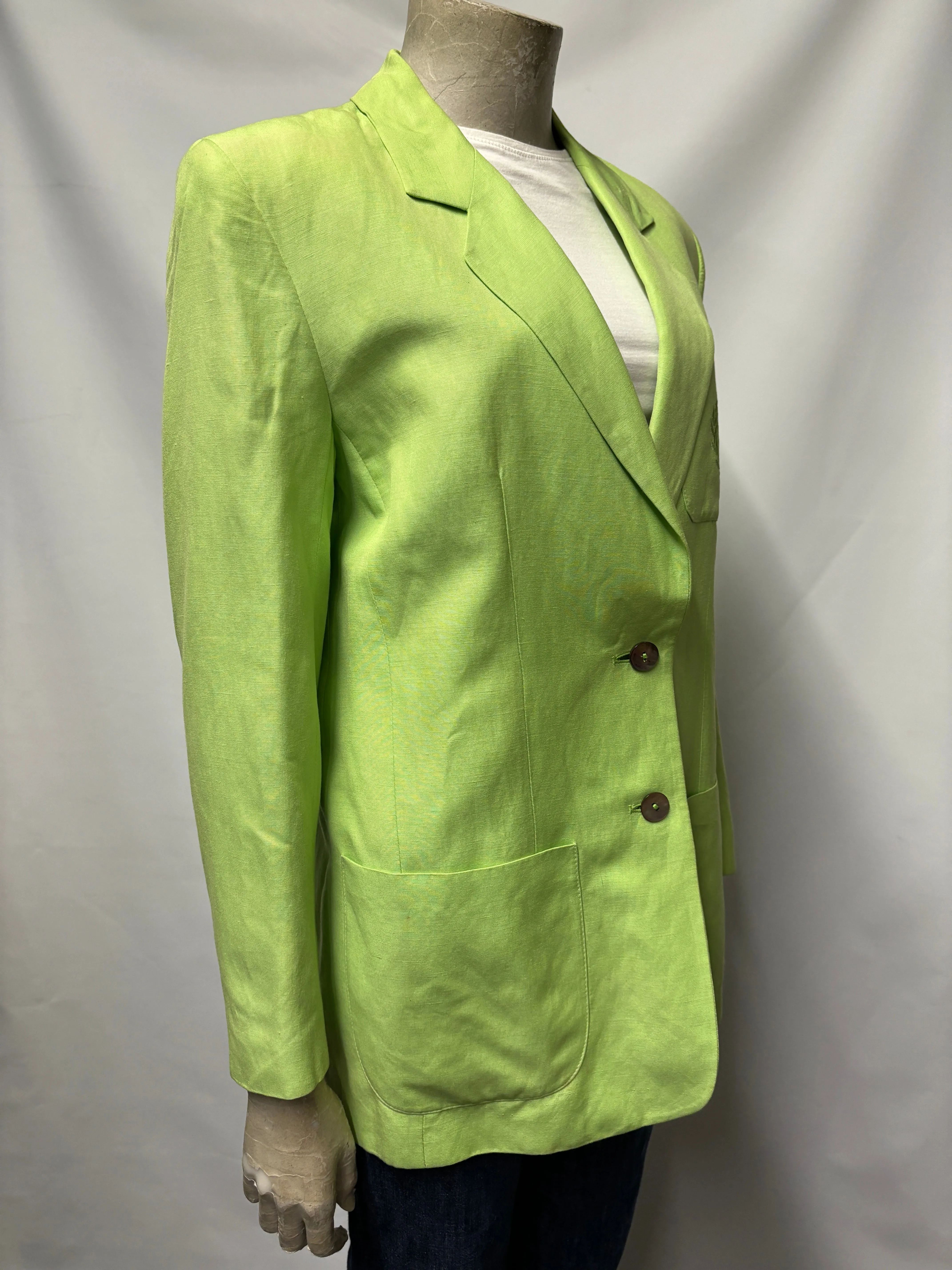 Vintage Alexon Lime Green Linen Sporting Jacket 8
