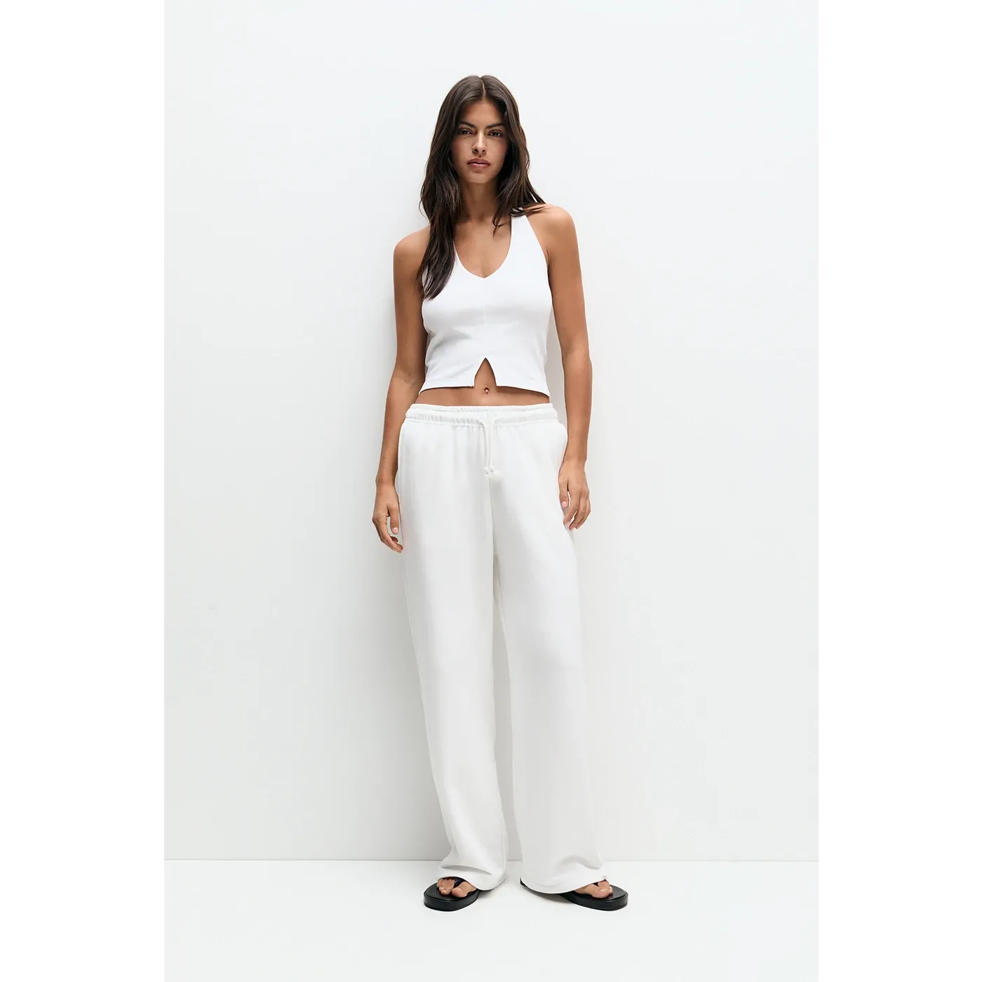 White Wide Leg Trousers